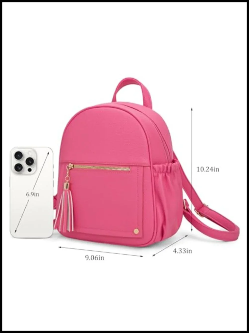Mini Backpack Purse Anti Theft Secure Lock 4 Pockets Tassel Faux Leather